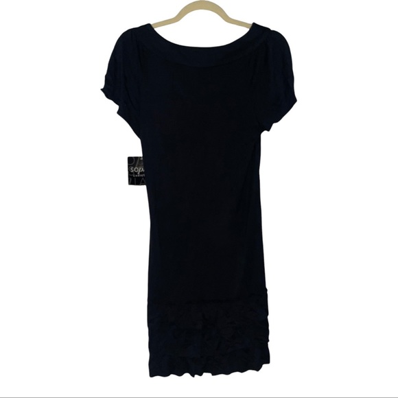 Lovely Black Dress with crochet neckline & Ruffled hem. Simple and Chic! - Picture 3 of 12